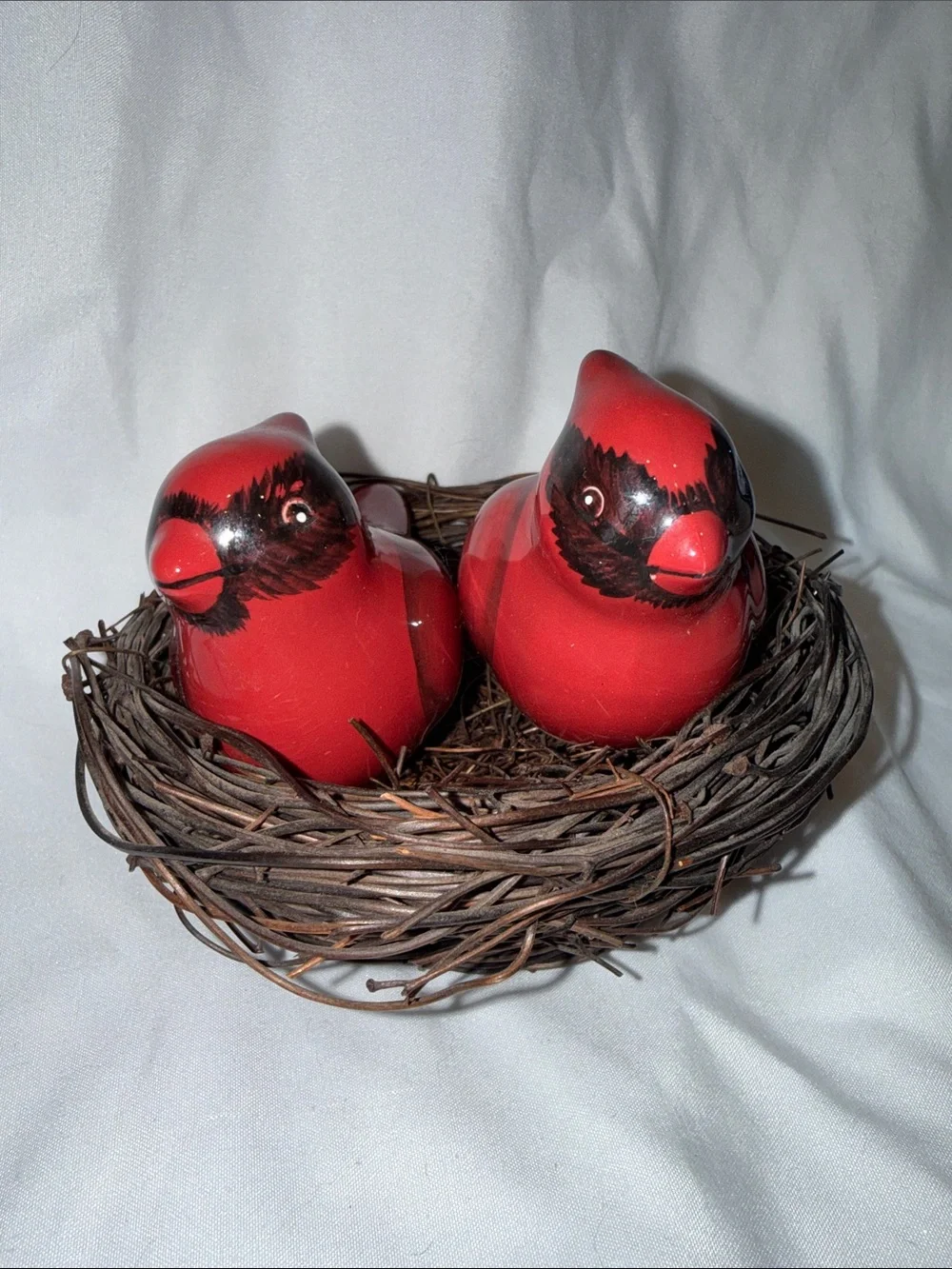 Decorative Red Cardinal Bird Salt & Pepper in a nest Figurines - Set of 2